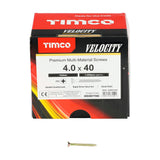 This is an image of Timco - Velocity Premium Multi-Use Screws - PZ - Double Countersunk - Yellow 4.0 x 40mm - (1000 PCS Box) 40040VYIND