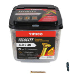 This is an image of Timco - Velocity Premium Multi-Use Screws - PZ - Double Countersunk - Yellow 4.0 x 40mm - (1200 PCS Tub) 40040VYTUB
