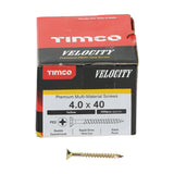This is an image of Timco - Velocity Premium Multi-Use Screws - PZ - Double Countersunk - Yellow 4.0 x 40mm - (200 PCS Box) 40040VY