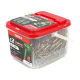 This is an image of Timco - C2 Clamp-Fix Screws - TX - Double Countersunk with Ribs - Twin-Cut - Yellow 4.0 x 50mm - (800 PCS Tub) 40050C2CTUB