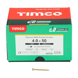 This is an image of Timco - C2 Strong-Fix Screws - PZ - Double Countersunk - Twin-Cut - Yellow 4.0 x 50mm - (1000 PCS Box) 40050C2IND