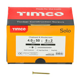 This is an image of Timco - Solo Chipboard & Woodscrews - Industry Pack - PZ - Double Countersunk - Yellow 4.0 x 50mm - (1000 PCS Box) 40050SOLOIND