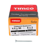 This is an image of Timco - Solo Chipboard & Woodscrews - PZ - Double Countersunk - Zinc 4.0 x 50mm - (200 PCS Box) 40050SOLOZ