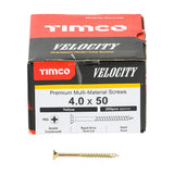 This is an image of Timco - Velocity Premium Multi-Use Screws - PZ - Double Countersunk - Yellow 4.0 x 50mm - (200 PCS Box) 40050VY
