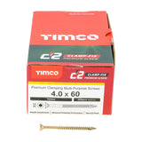 This is an image of Timco - C2 Clamp-Fix Screws - TX - Double Countersunk with Ribs - Twin-Cut - Yellow 4.0 x 60mm - (200 PCS Box) 40060C2C