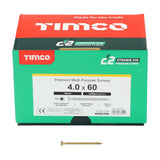 This is an image of Timco - C2 Strong-Fix Screws - PZ - Double Countersunk - Twin-Cut - Yellow 4.0 x 60mm - (1000 PCS Box) 40060C2IND