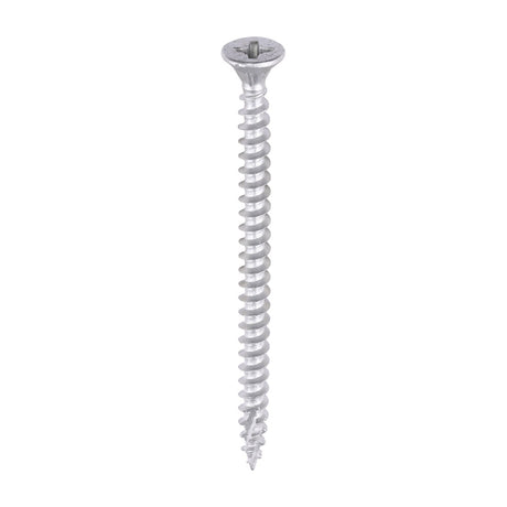 This is an image of Timco - C2 Exterior Strong-Fix Screws - PZ - Double Countersunk with Ribs - Twin-Cut - Silver 4.0 x 60mm - (200 PCS Box) 40060C2SBX