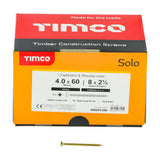 This is an image of Timco - Solo Chipboard & Woodscrews - Industry Pack - PZ - Double Countersunk - Yellow 4.0 x 60mm - (1000 PCS Box) 40060SOLOIND
