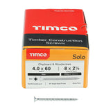 This is an image of Timco - Solo Chipboard & Woodscrews - PZ - Double Countersunk - Zinc 4.0 x 60mm - (200 PCS Box) 40060SOLOZ