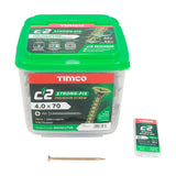 This is an image of Timco - C2 Strong-Fix Screws - PZ - Double Countersunk - Twin-Cut - Yellow 4.0 x 70mm - (500 PCS Tub) 40070C2TUB