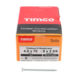 This is an image of Timco - Solo Chipboard & Woodscrews - PZ - Double Countersunk - Zinc 4.0 x 70mm - (200 PCS Box) 40070SOLOZ