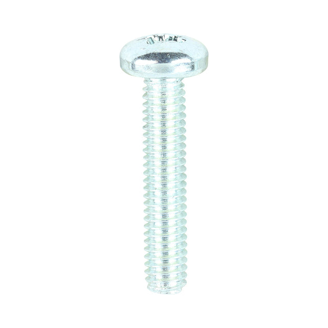 This is an image of Timco - Metric Threaded Machine Screws - PZ - Pan Head - Zinc M4 x 20mm - (100 PCS Box) 4020PPM