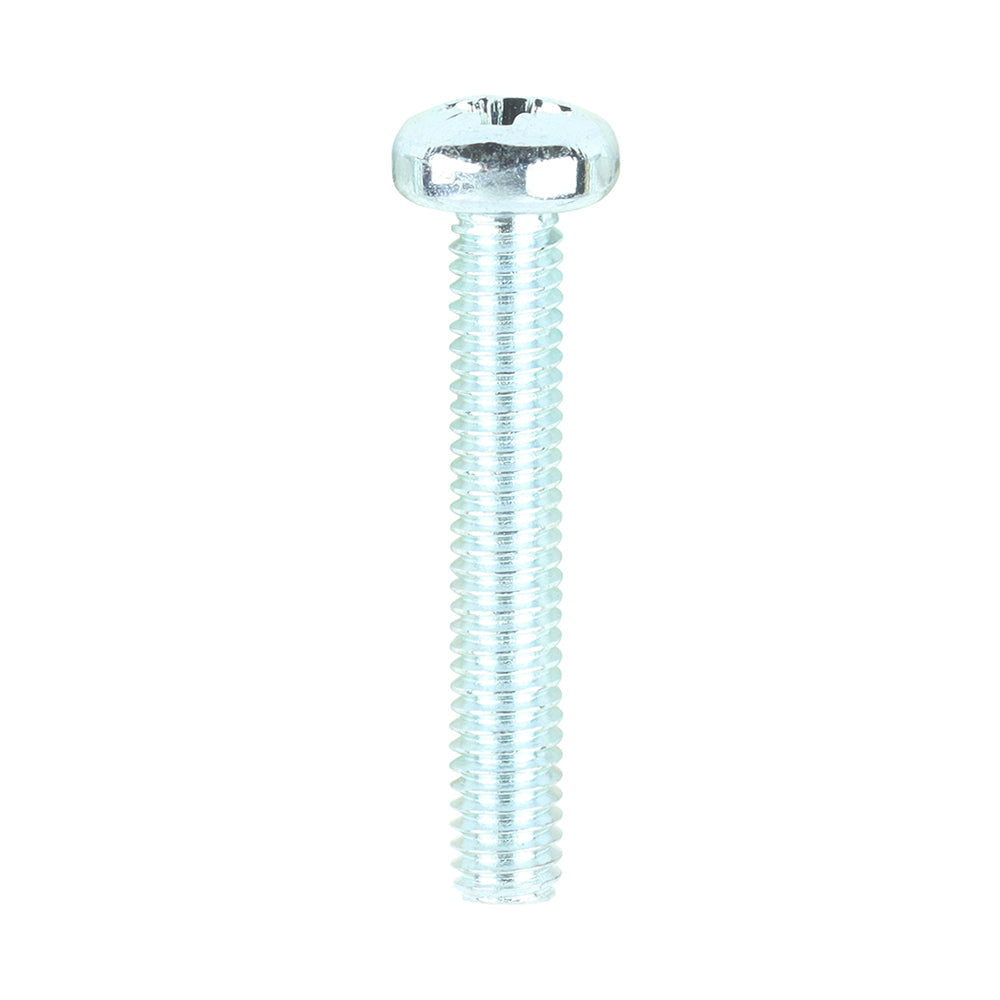 This is an image of Timco - Metric Threaded Machine Screws - PZ - Pan Head - Zinc M4 x 25mm - (100 PCS Box) 4025PPM