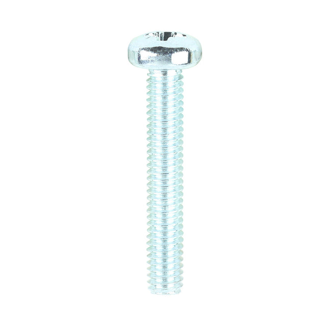 This is an image of Timco - Metric Threaded Machine Screws - PZ - Pan Head - Zinc M4 x 25mm - (100 PCS Box) 4025PPM