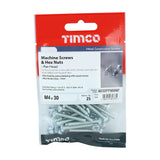 This is an image of Timco - Machine Screws - PZ - Pan & Hex Nuts - Zinc M4 x 30mm - (25 PCS TIMpac) 4030PPMHNP