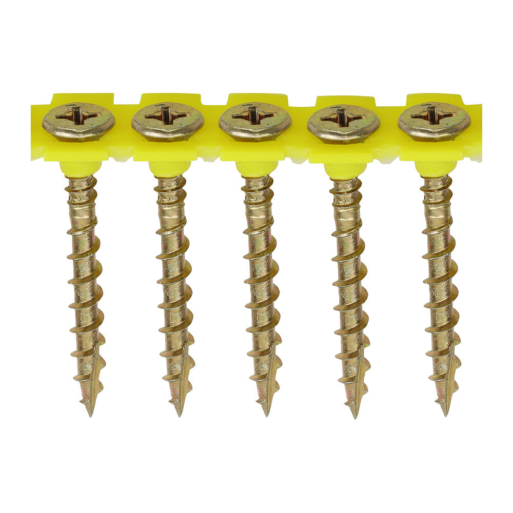 This is an image of Timco - Solo Collated Chipboard & Woodscrews - PH - Double Countersunk - Yellow 4.2 x 40mm - (1000 PCS Box) 40SCOLY