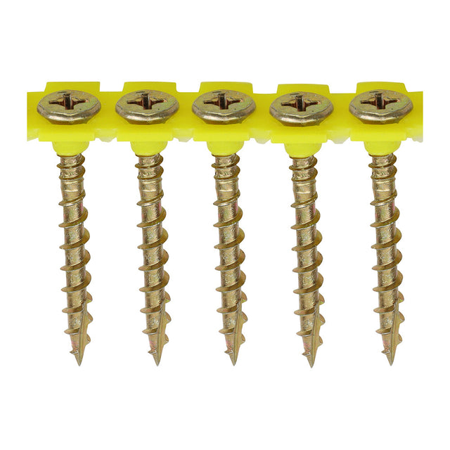This is an image of Timco - Solo Collated Chipboard & Woodscrews - PH - Double Countersunk - Yellow 4.2 x 40mm - (1000 PCS Box) 40SCOLY