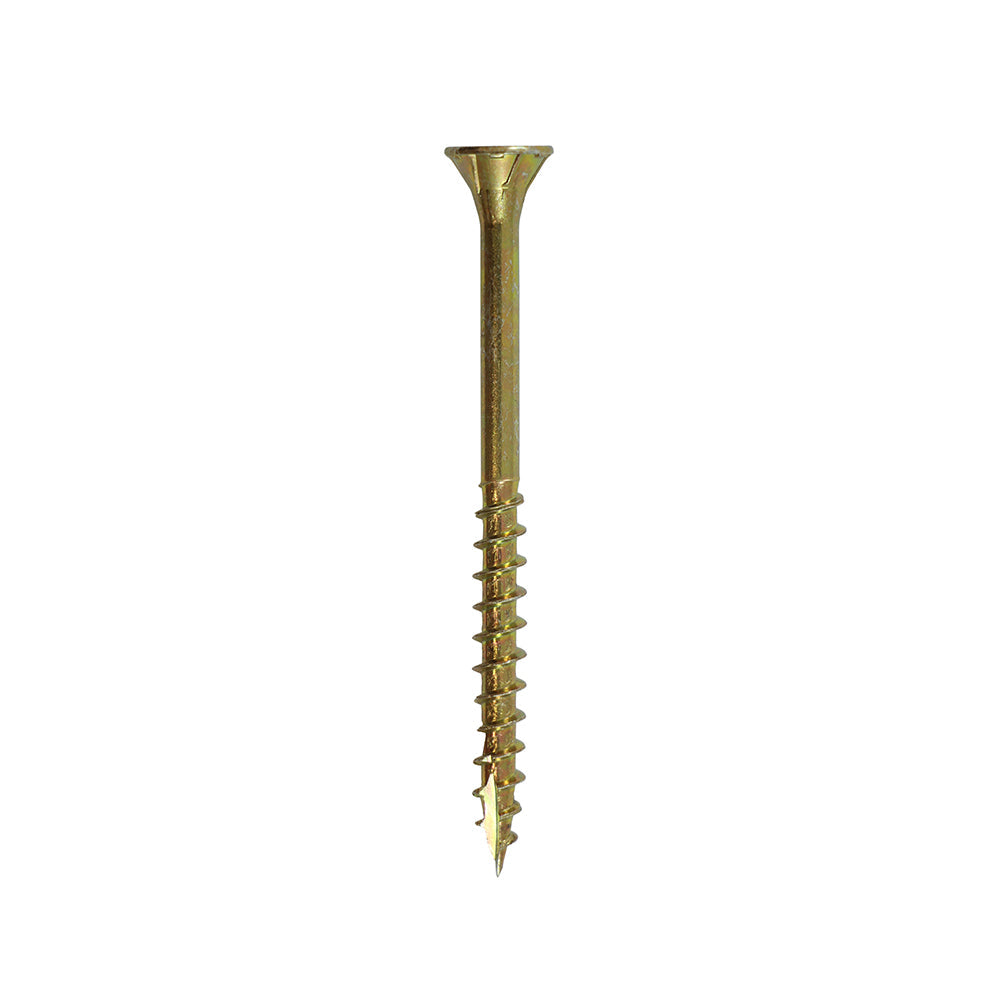 This is an image of Timco - C2 Floor-Fix Screws - TX - Double Countersunk with Ribs - Twin-Cut - Yellow 4.2 x 55mm - (200 PCS Box) 42055C2MDFBX