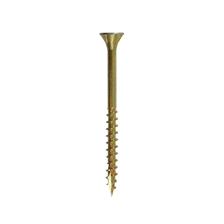 This is an image of Timco - C2 Floor-Fix Screws - TX - Double Countersunk with Ribs - Twin-Cut - Yellow 4.2 x 55mm - (200 PCS Box) 42055C2MDFBX