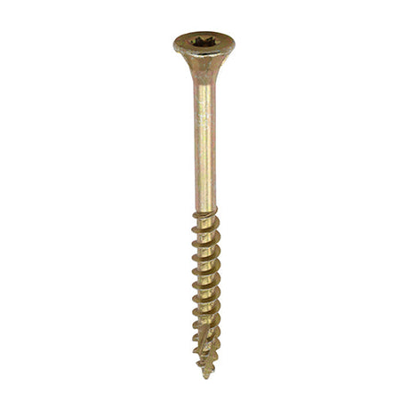 This is an image of Timco - C2 Floor-Fix Screws - TX - Double Countersunk with Ribs - Twin-Cut - Yellow 4.2 x 55mm - (250 PCS Tub) 42055C2MDF