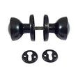 This is an image of Timco - Plastic Rim / Mortice Knob Set - Black 50mm (1 Pairs TIMbag) 427212