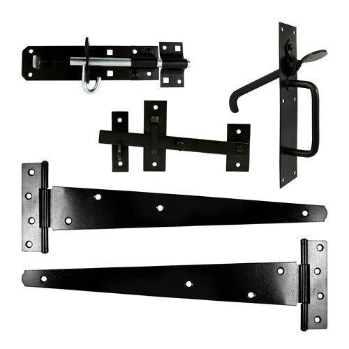 This is an image of Timco - Side Gate Kit - Suffolk Latch - Black 18" (1 Each TIMbag) 427215