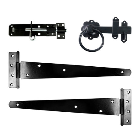 This is an image of Timco - Side Gate Kit - Ring Latch - Black 18" (1 Each TIMbag) 427548