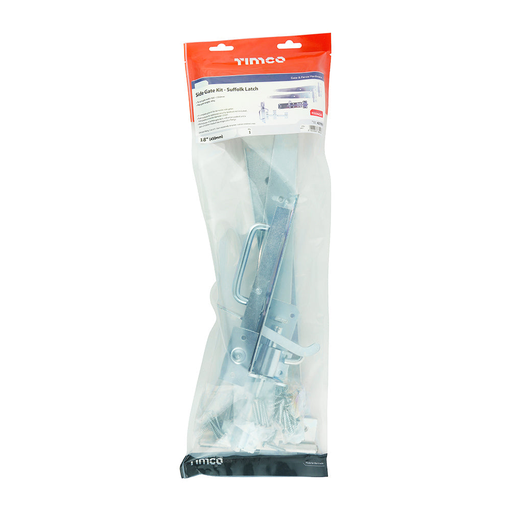 This is an image of Timco - Side Gate Kit - Suffolk Latch - Zinc 18" (1 Each TIMbag) 427998