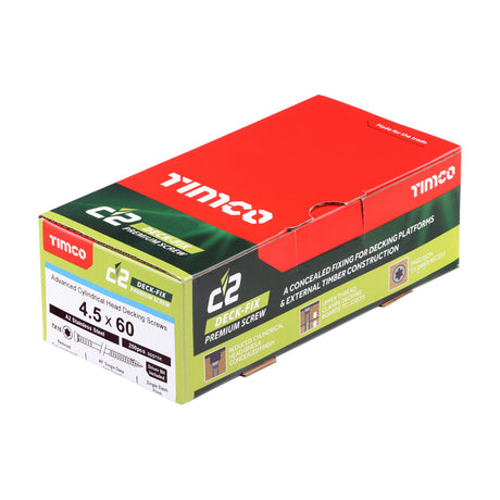 This is an image of Timco - C2 Deck-Fix Screws - TX - Cylinder - Single Slash - Stainless Steel 4.5 x 60mm - (250 PCS Box) 433187BX