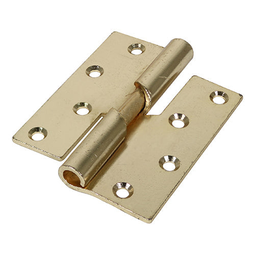 This is an image of Timco - Rising Butt Hinge (466) - Right Hand - Electro Brass 100 x 86 (1 Pairs Plain Bag) 434127