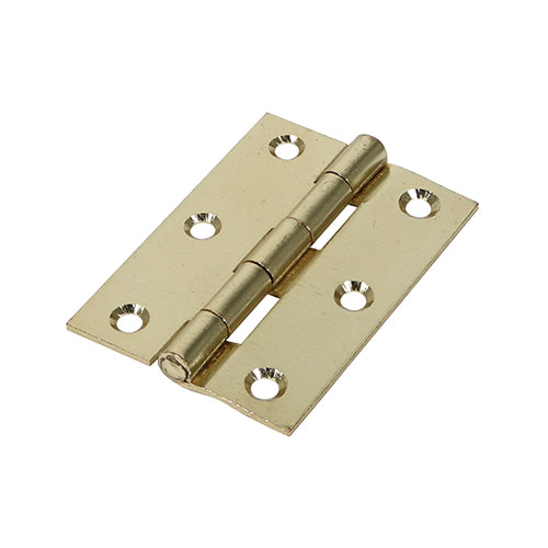 This is an image of Timco - Plain Butt Hinge - Fixed Pin (1838) - Electro Brass 63 x 44 (1 Pairs Plain Bag) 434269
