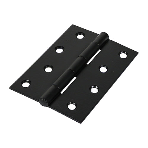 This is an image of Timco - Plain Butt Hinge - Fixed Pin (1838) - Black 100 x 70 (1 Pairs Plain Bag) 434401