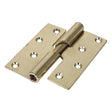 This is an image of Timco - Rising Butt Hinge (466) - Left Hand - Electro Brass 100 x 86 (1 Pairs Plain Bag) 434458