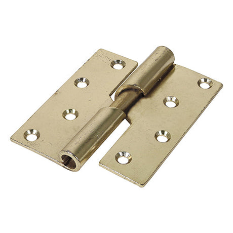 This is an image of Timco - Rising Butt Hinge (466) - Left Hand - Electro Brass 100 x 86 (1 Pairs Plain Bag) 434458