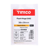 This is an image of Timco - Flush Hinge (105) - Electro Brass 38 x 28 (1 Pairs Plain Bag) 434464