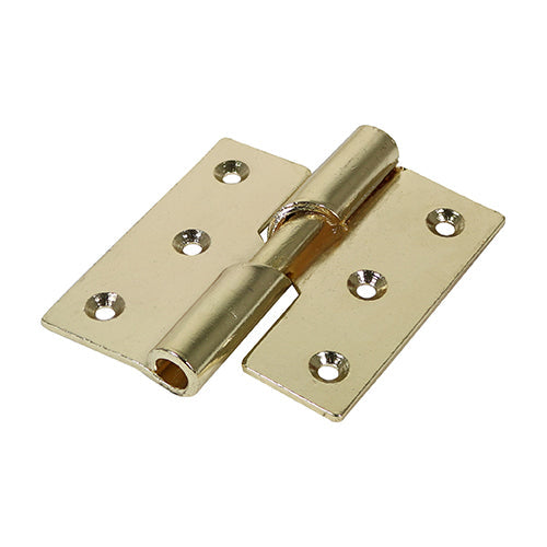 This is an image of Timco - Rising Butt Hinge (466) - Left Hand - Electro Brass 75 x 72 (1 Pairs Plain Bag) 434483