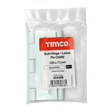 This is an image of Timco - Plain Butt Hinge - Loose Pin (1840) - White 100 x 71 (1 Pairs Plain Bag) 434498