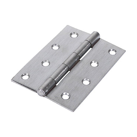 This is an image of Timco - Plain Butt Hinge - Fixed Pin (1838) - Satin Chrome 100 x 70 (1 Pairs Plain Bag) 434555