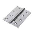 This is an image of Timco - Plain Butt Hinge - Fixed Pin (1838) - Polished Chrome 75 x 50 (1 Pairs TIMpac) 434607P