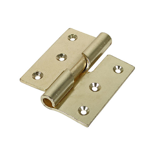 This is an image of Timco - Rising Butt Hinge (466) - Right Hand - Electro Brass 75 x 72 (1 Pairs Plain Bag) 434639
