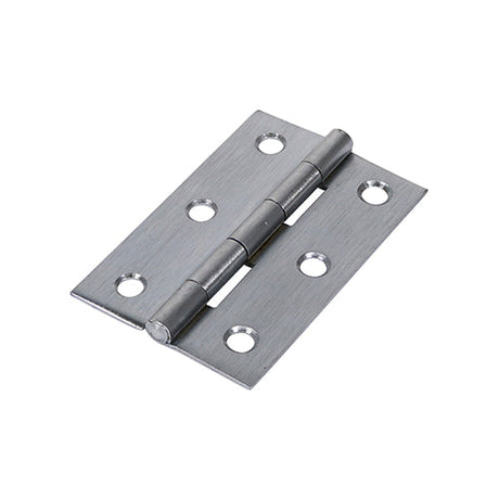 This is an image of Timco - Plain Butt Hinge - Fixed Pin (1838) - Satin Chrome 75 x 50 (1 Pairs Plain Bag) 434817