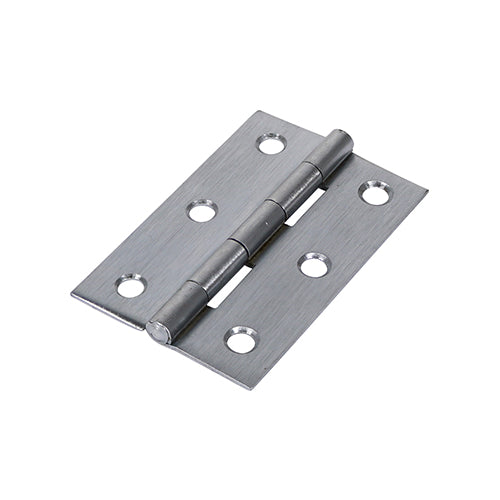 This is an image of Timco - Plain Butt Hinge - Fixed Pin (1838) - Satin Chrome 75 x 50 (1 Pairs Plain Bag) 434817