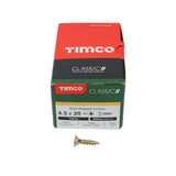 This is an image of Timco - Classic Multi-Purpose Screws - PZ - Double Countersunk - Yellow 4.5 x 20mm - (200 PCS Box) 45020CLAF