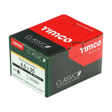This is an image of Timco - Classic Multi-Purpose Screws - PZ - Double Countersunk - Yellow 4.5 x 25mm - (200 PCS Box) 45025CLAF