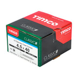 This is an image of Timco - Classic Multi-Purpose Screws - PZ - Double Countersunk - A2 Stainless Steel 4.5 x 40mm - (200 PCS Box) 45040CLASS