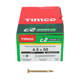 This is an image of Timco - C2 Strong-Fix Screws - PZ - Double Countersunk - Twin-Cut - Yellow 4.5 x 50mm - (200 PCS Box) 45050C2