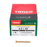 This is an image of Timco - Classic Multi-Purpose Screws - PZ - Double Countersunk - Yellow 4.5 x 50mm - (200 PCS Box) 45050CLAF