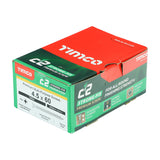 This is an image of Timco - C2 Strong-Fix Screws - PZ - Double Countersunk - Twin-Cut - Yellow 4.5 x 60mm - (200 PCS Box) 45060C2