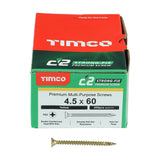 This is an image of Timco - C2 Strong-Fix Screws - PZ - Double Countersunk - Twin-Cut - Yellow 4.5 x 60mm - (200 PCS Box) 45060C2