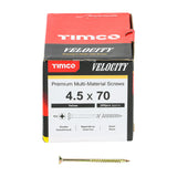 This is an image of Timco - Velocity Premium Multi-Use Screws - PZ - Double Countersunk - Yellow 4.5 x 70mm - (200 PCS Box) 45070VY
